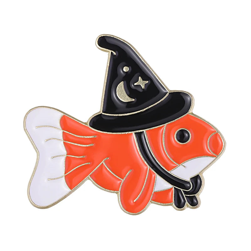 Cute Cartoon Fish Metal Pin Badge by Topboring