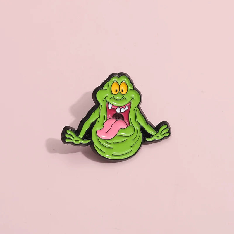 Retro Ghost Green Metal Pin Badge by Topboring