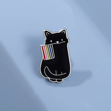 Playful Cartoon Cat Metal Pin Badge by Topboring