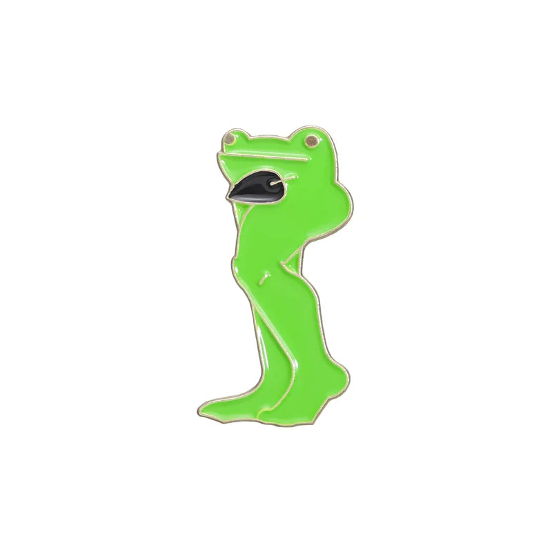 Aesthetic Whimsical Cartoon Frog Metal Metal Pin Badge