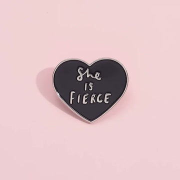 Cute Black Heart Metal Pin Badge by Topboring