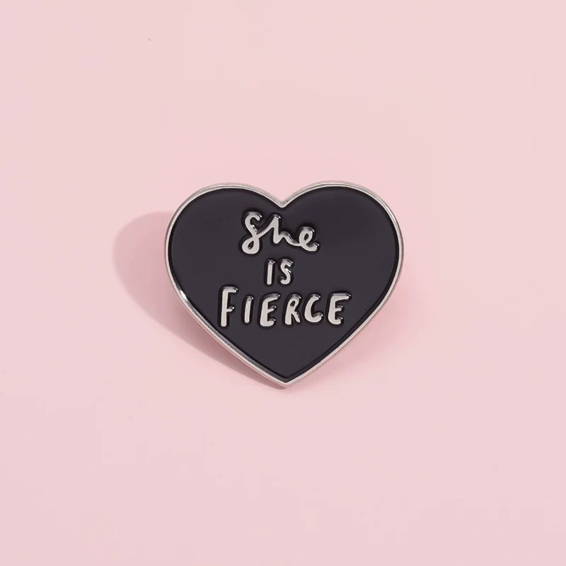 Cute Black Heart Metal Pin Badge by Topboring