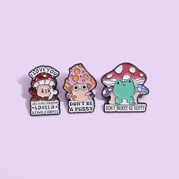 Cute Mushroom Metal Pin Badge by Topboring