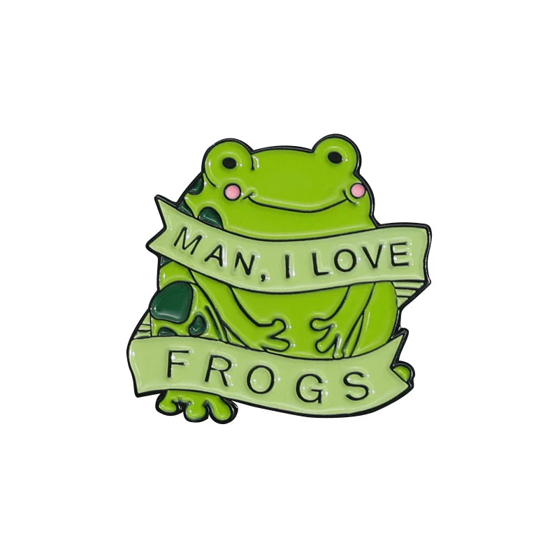 Cute Cartoon Frog Metal Pin Badge by Topboring