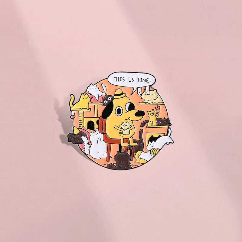 Stylish Cartoon Cat Metal Pin Badge by Topboring