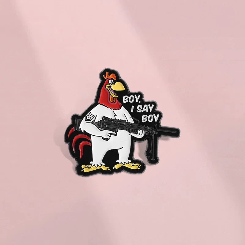 Kawaii Cartoon Chicken Pin Badge by Topboring