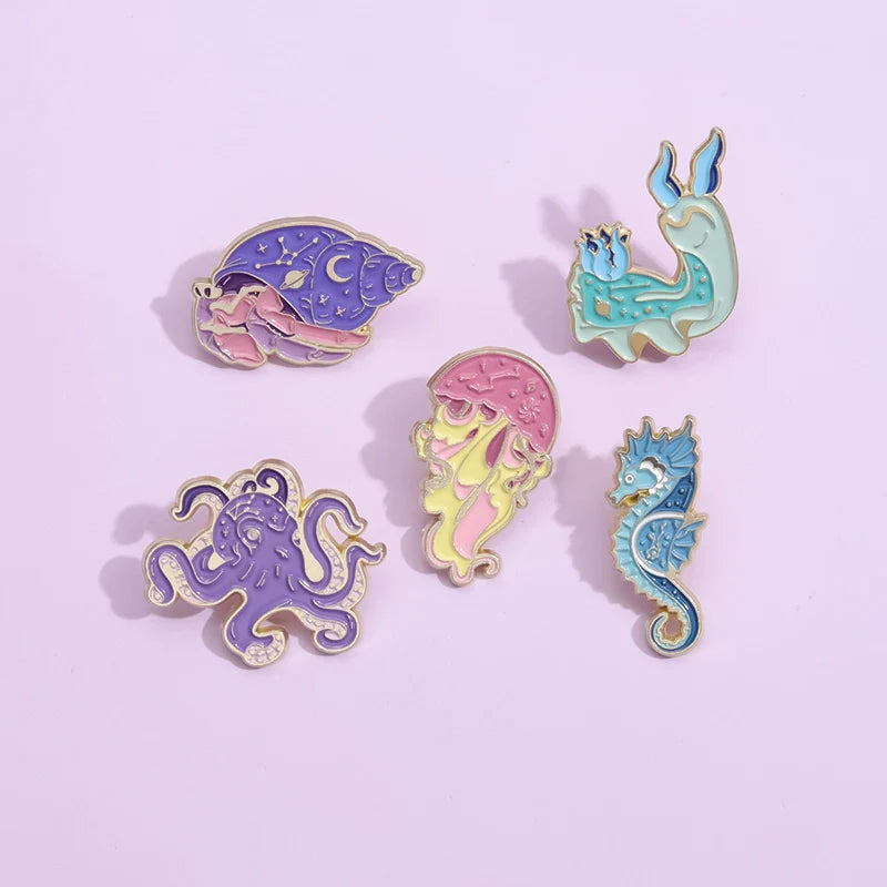 Cute Cartoon Fish Metal Pin Badge by Topboring