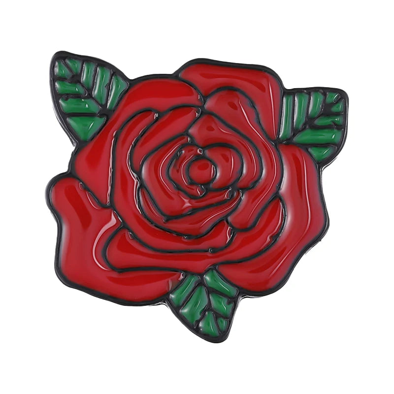 Bold Rose Flower Metal Pin Badge by Topboring