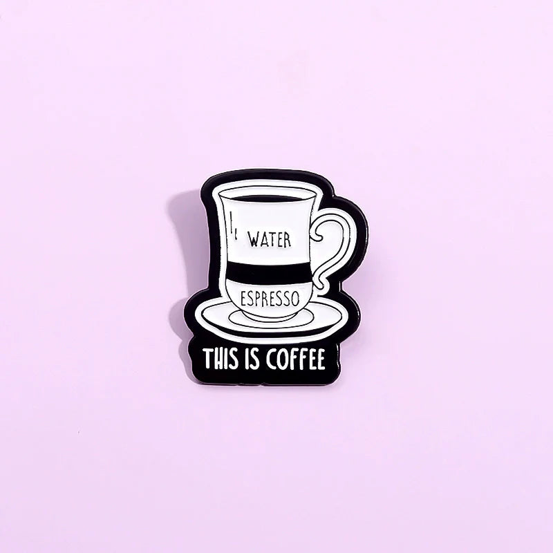 Whimsical Coffee Metal Pin Badge by Topboring