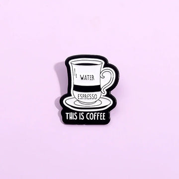 Whimsical Coffee Metal Pin Badge by Topboring