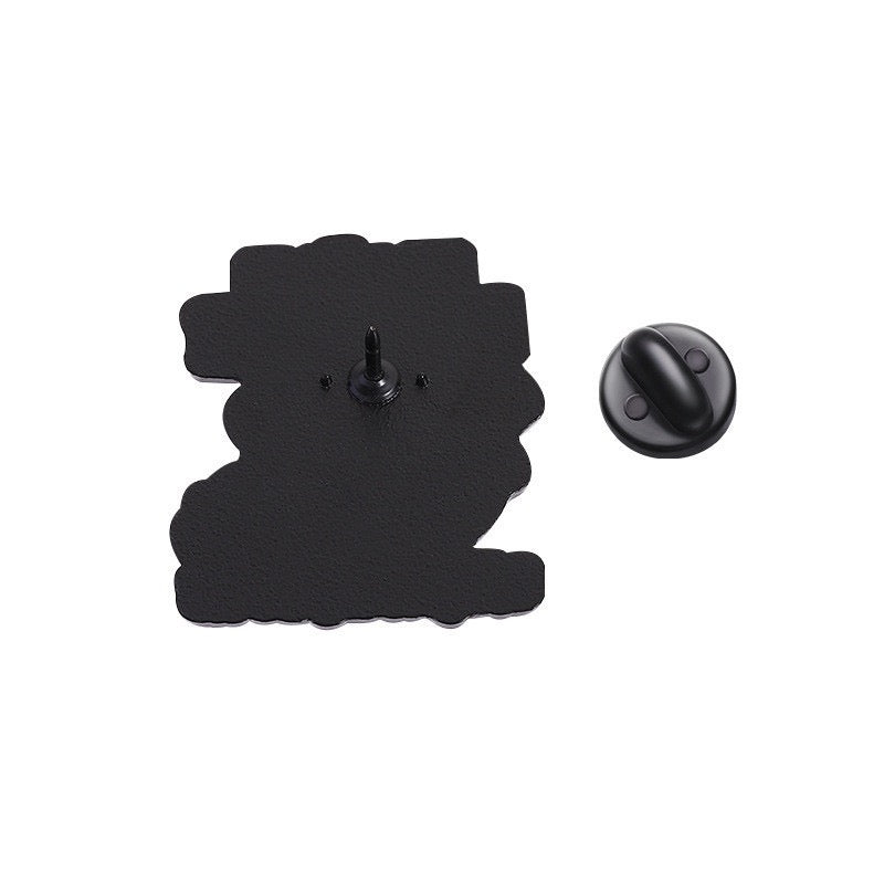 Back of It's Fine, I'm Fine Upside-Down Turtle Enamel Pin showing the pin post and clasp